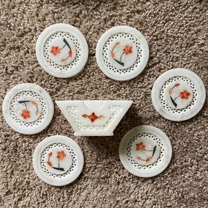 Vintage set of coasters and holder